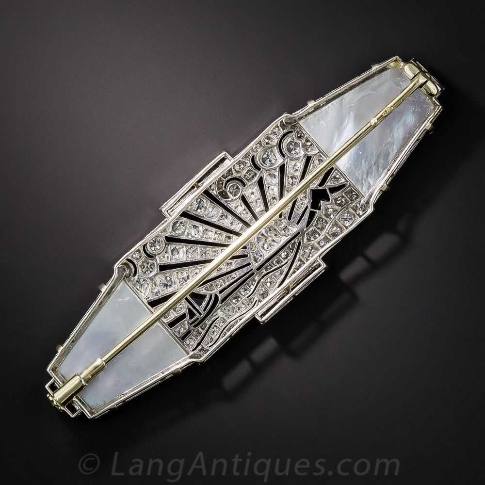 French Art Deco Japonesque Diamond Brooch - image 2
