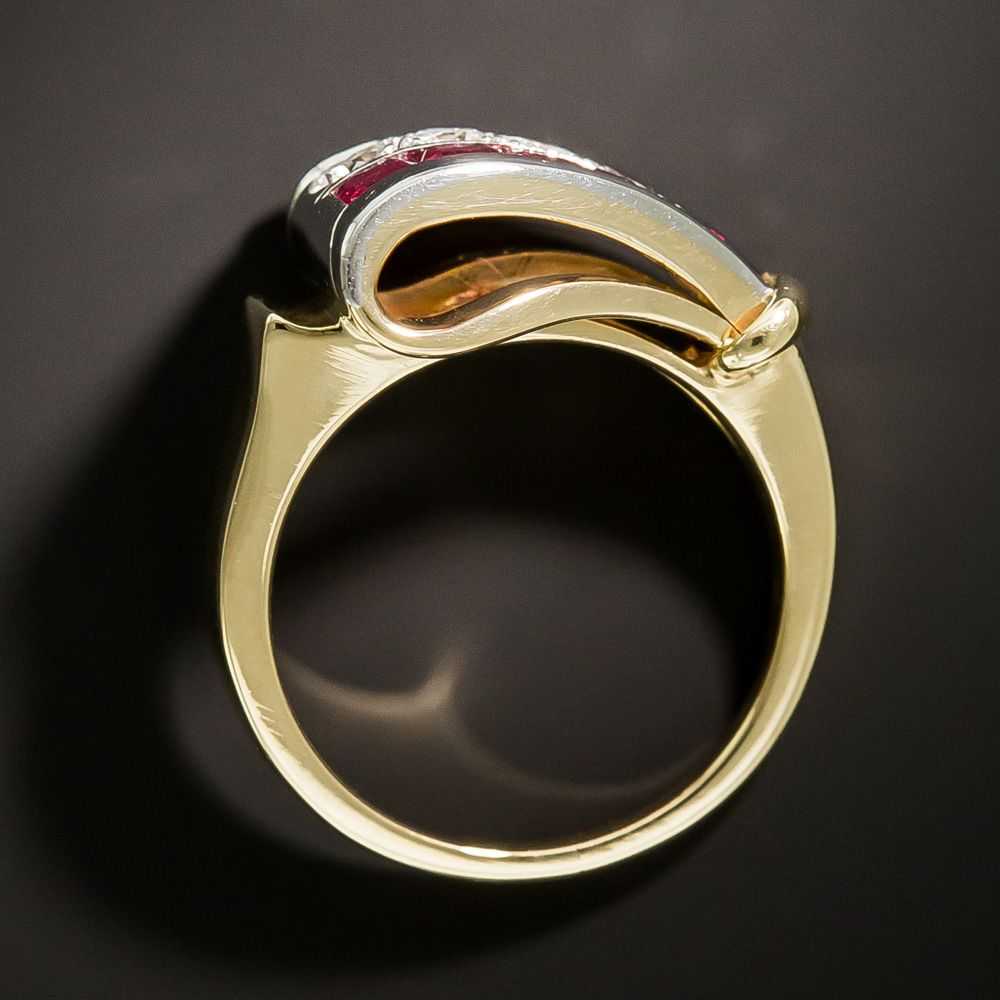 Retro Diamond And Ruby Ribbon Ring by J.& L. Hart… - image 4