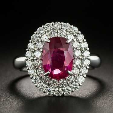 Estate 3.01 Carat No-Heat Ruby and Diamond Ring -… - image 1