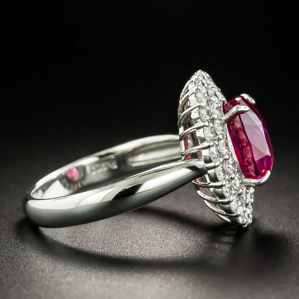 Estate 3.01 Carat No-Heat Ruby and Diamond Ring -… - image 2