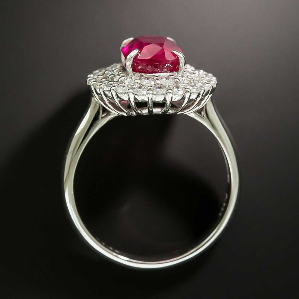 Estate 3.01 Carat No-Heat Ruby and Diamond Ring -… - image 3