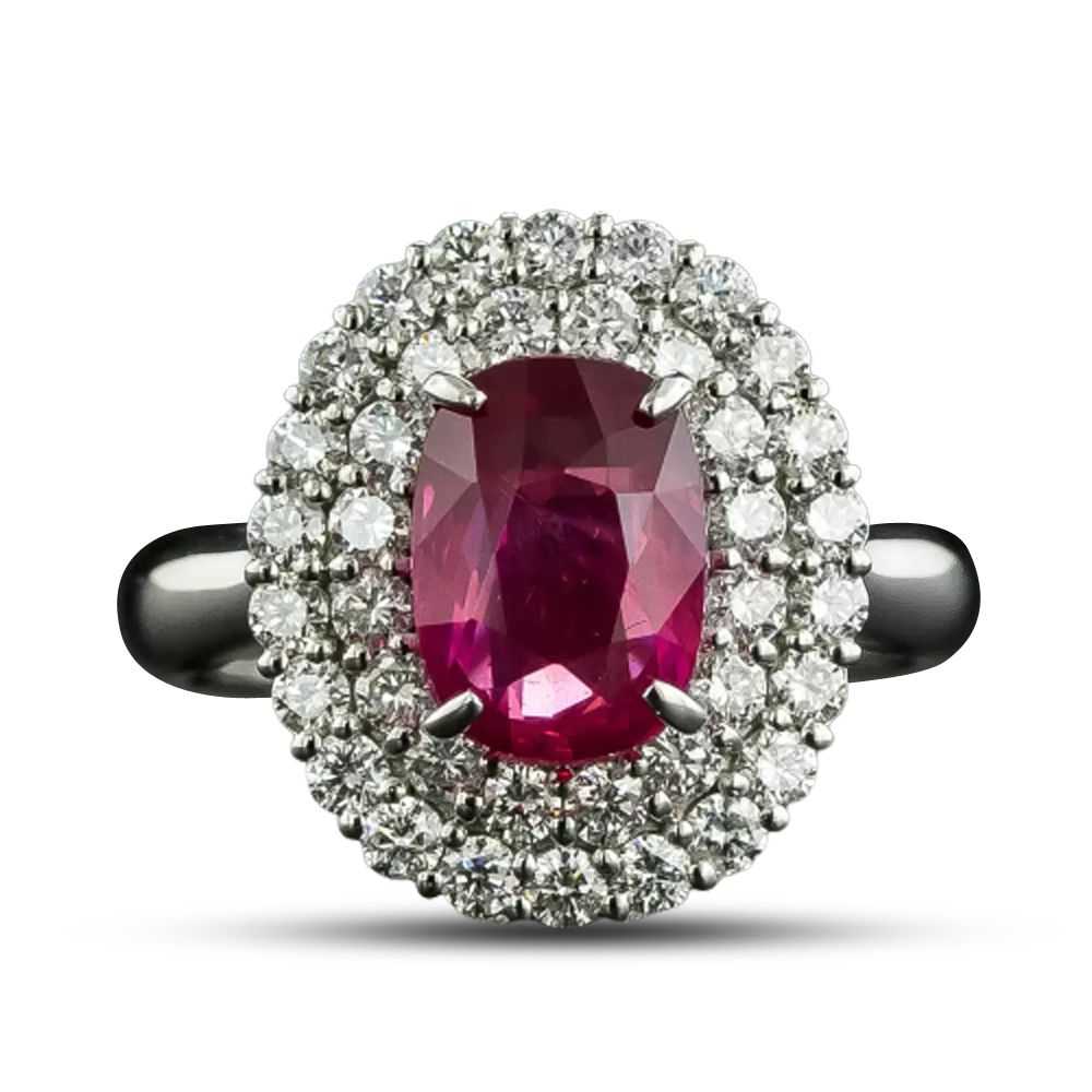 Estate 3.01 Carat No-Heat Ruby and Diamond Ring -… - image 4
