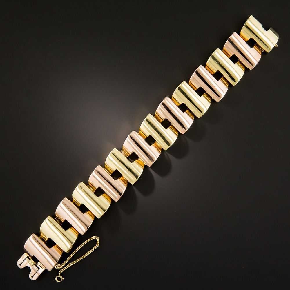 Retro Two-Tone Gold Link Bracelet - image 2