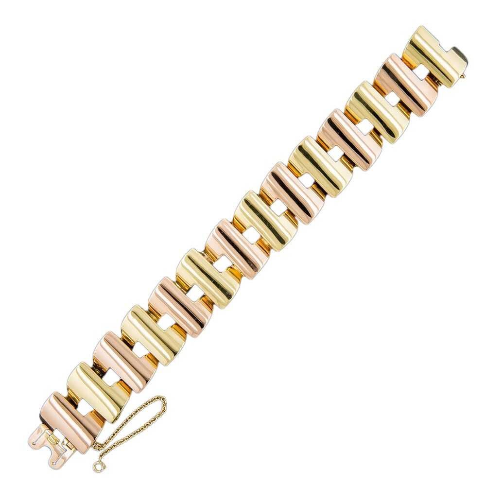 Retro Two-Tone Gold Link Bracelet - image 3