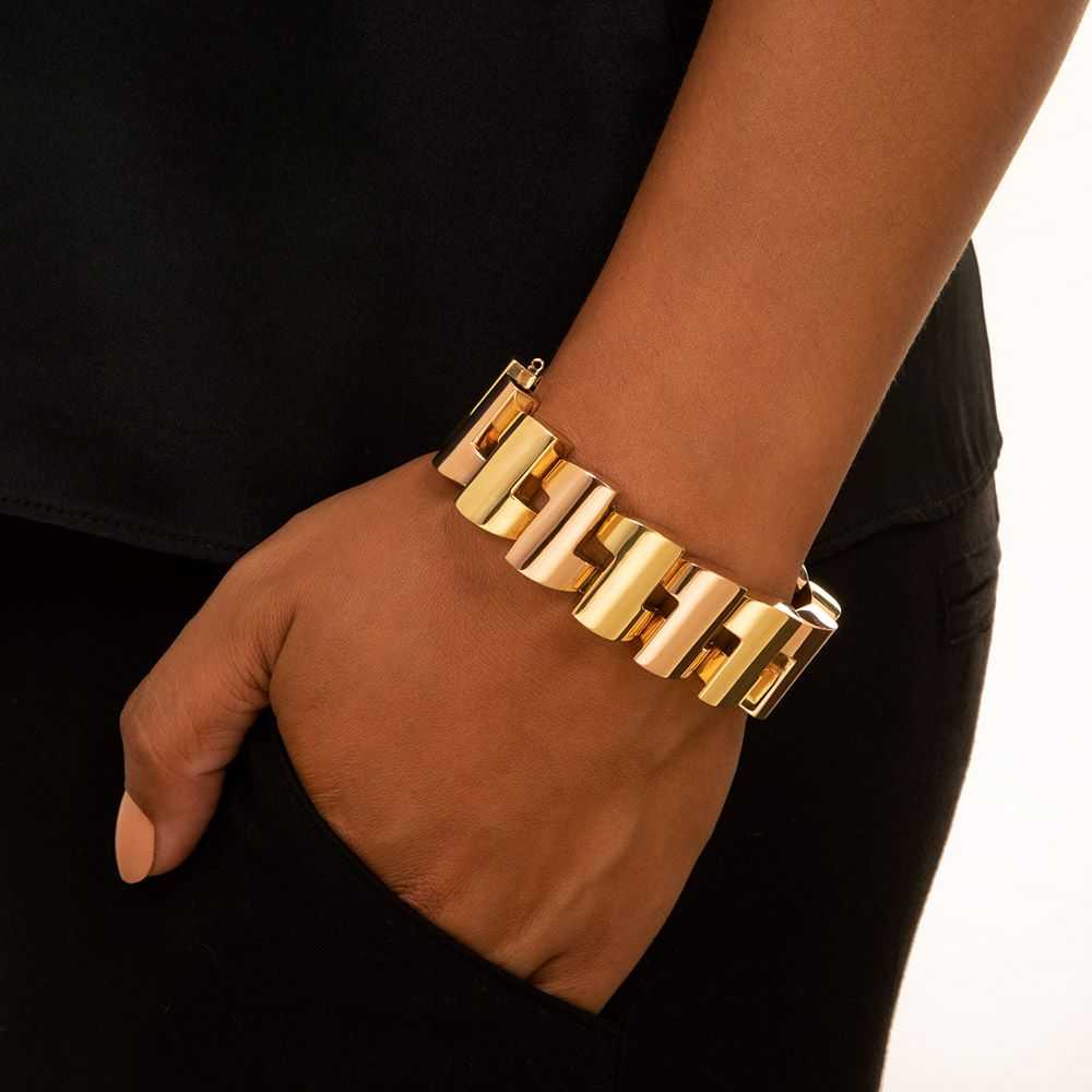 Retro Two-Tone Gold Link Bracelet - image 4