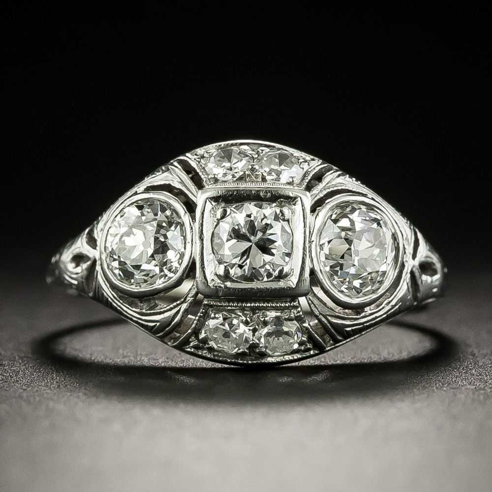 Art Deco Three-Stone Diamond Engagement Ring - image 1