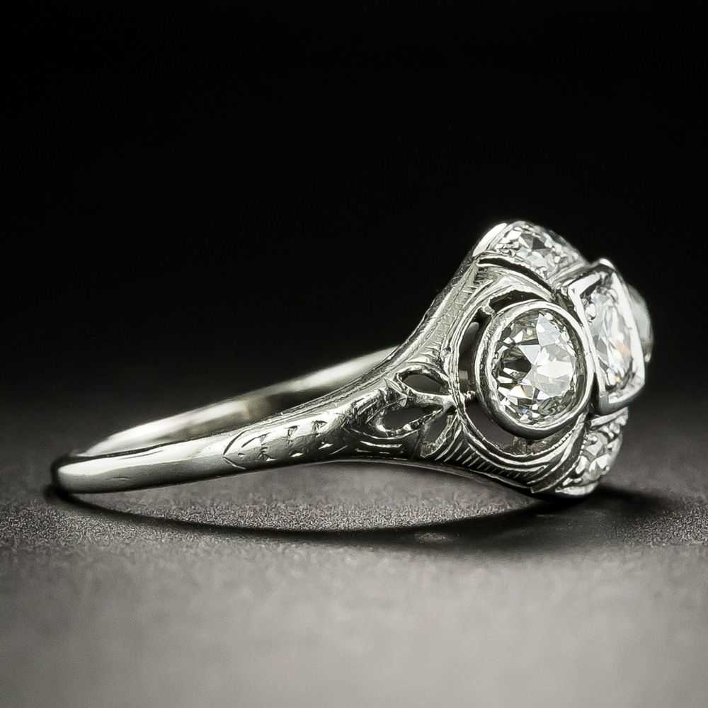 Art Deco Three-Stone Diamond Engagement Ring - image 2