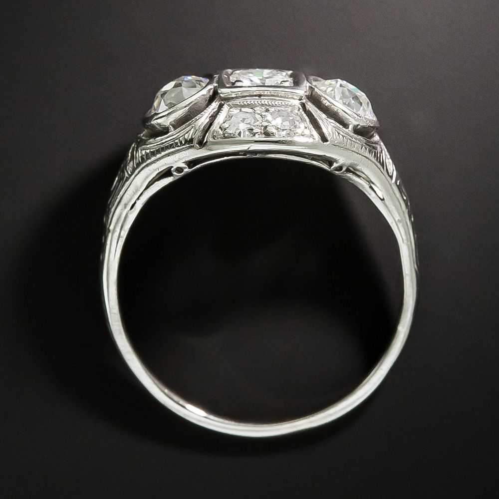 Art Deco Three-Stone Diamond Engagement Ring - image 3