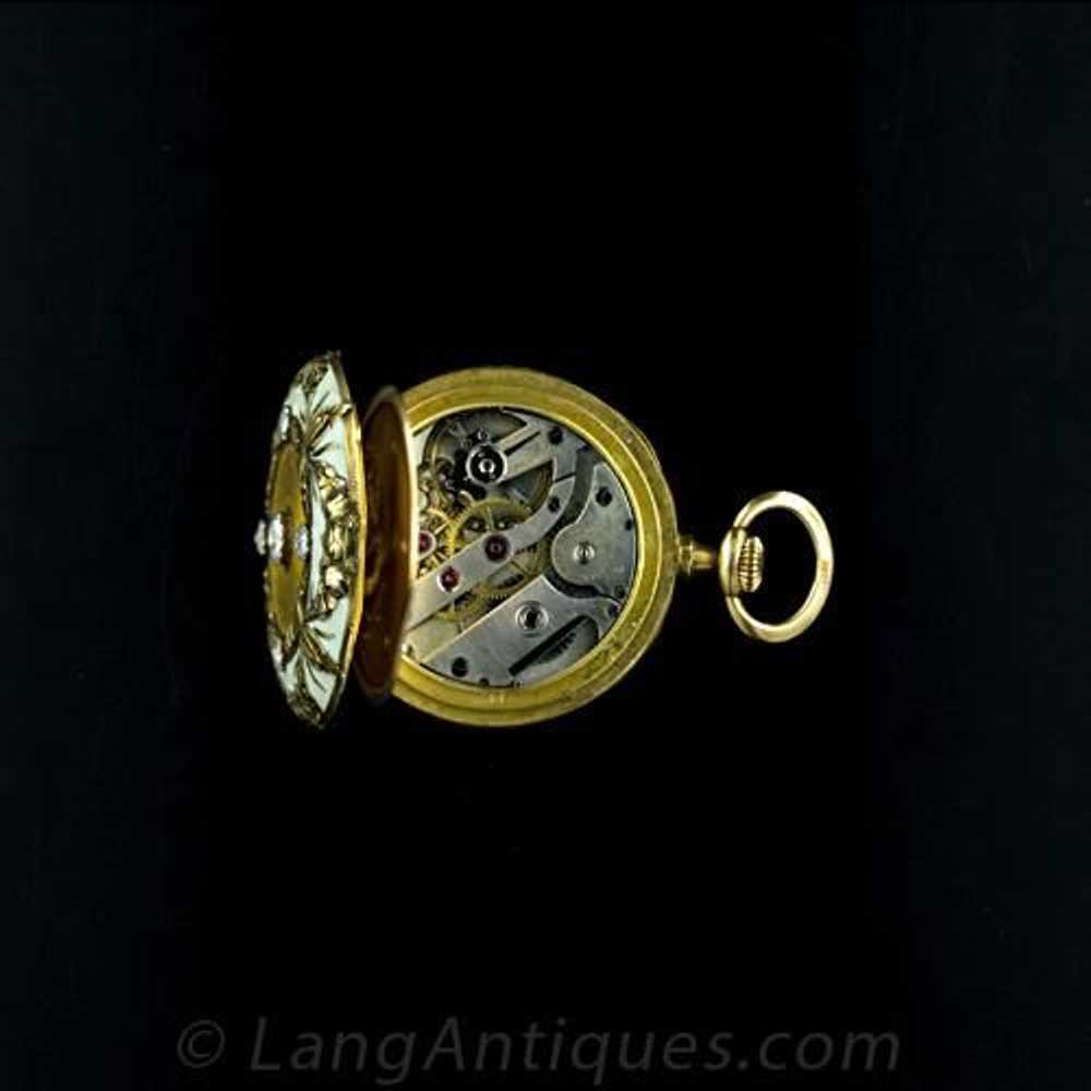 Art Nouveau Enamel and Diamond Lapel Watch - image 6