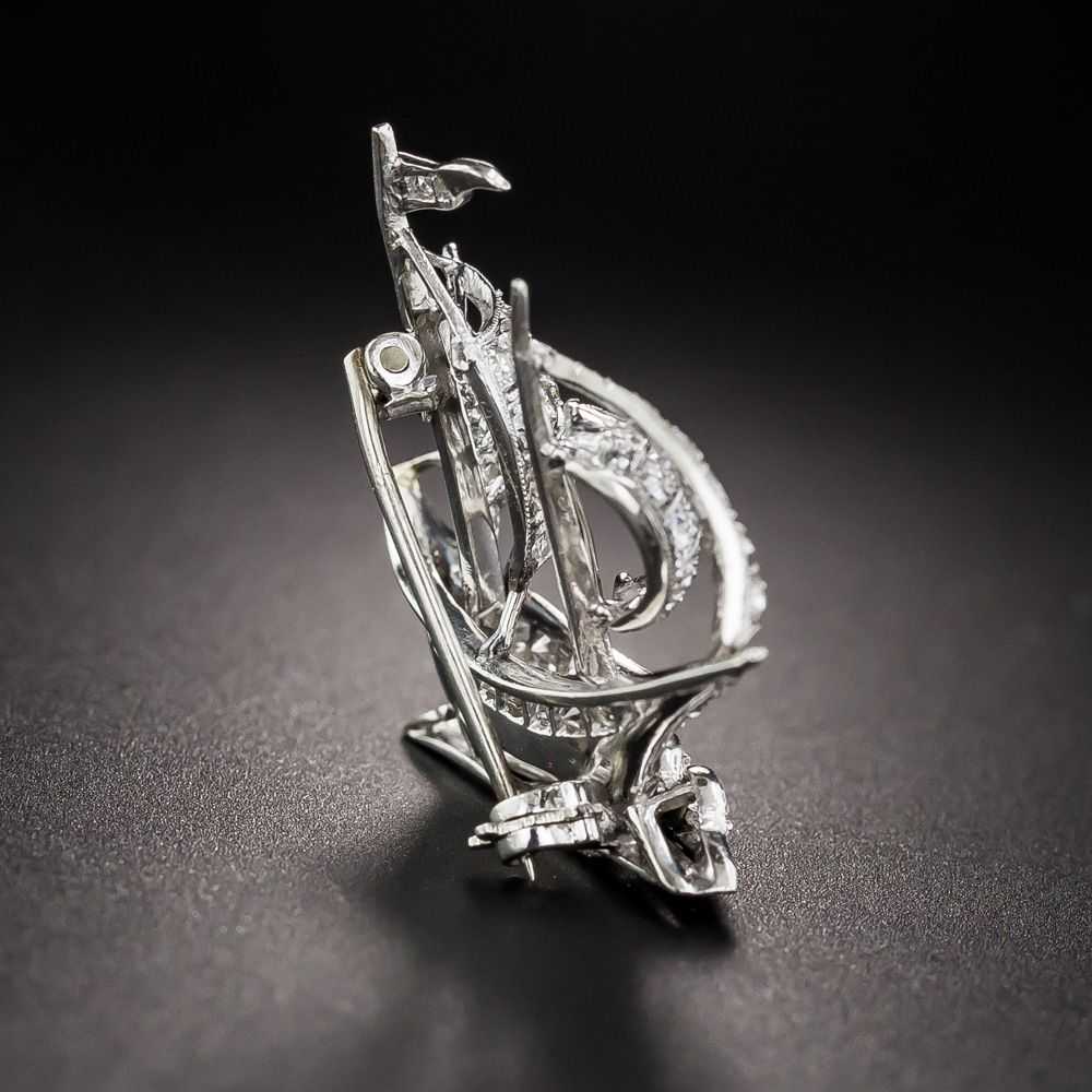 Art Deco Platinum and Diamond Schooner Brooch - image 3