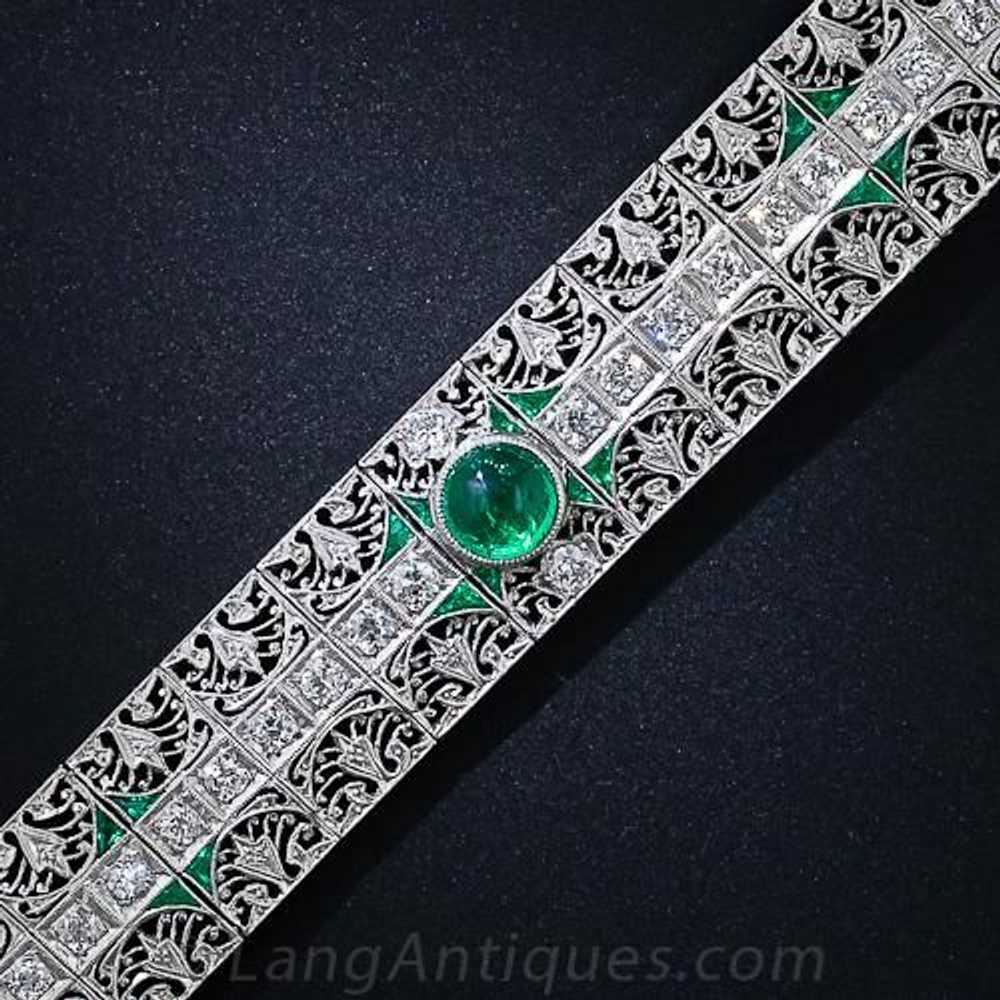 Edwardian Platinum Diamond and Emerald Bracelet - image 1