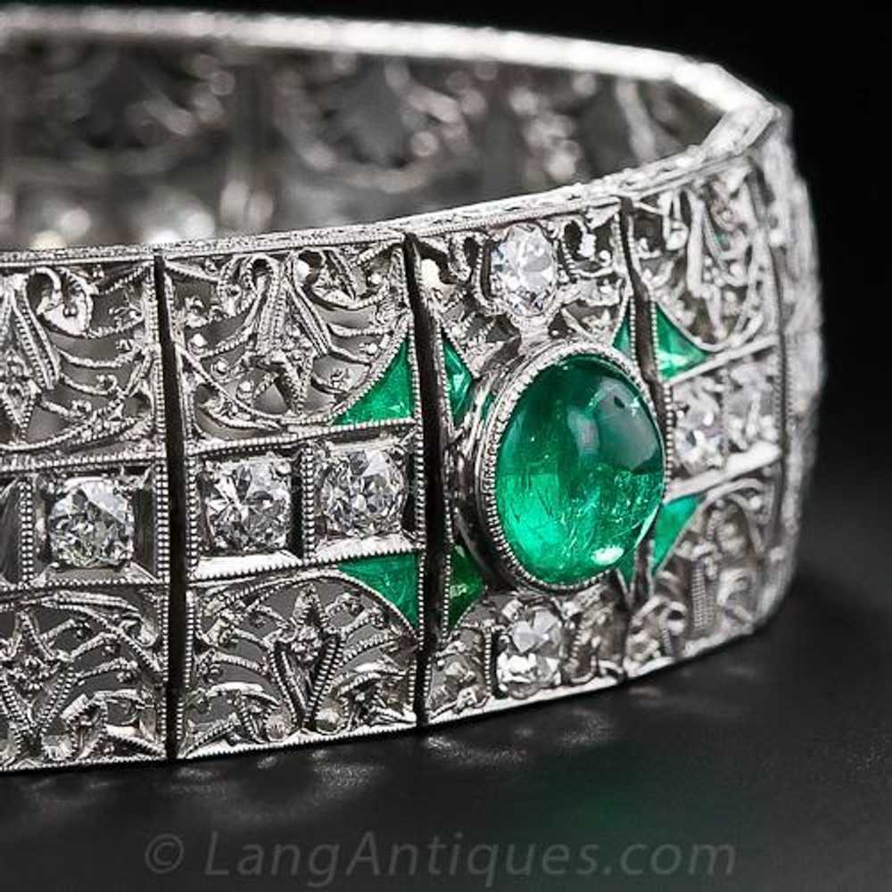 Edwardian Platinum Diamond and Emerald Bracelet - image 5