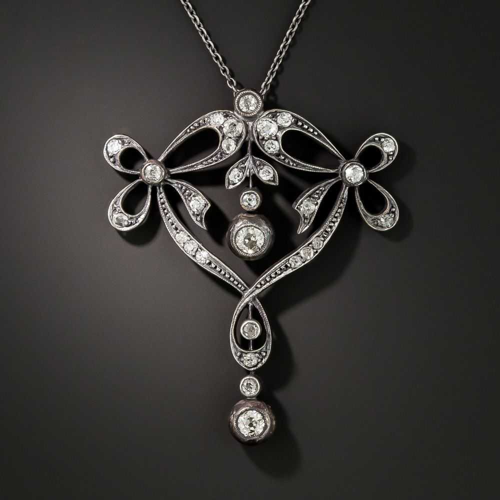 Antique Diamond Bow Necklace, Circa 1890 - image 1