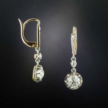 Art Deco 1.99 Carat Diamond Drop Earrings - GIA - image 1