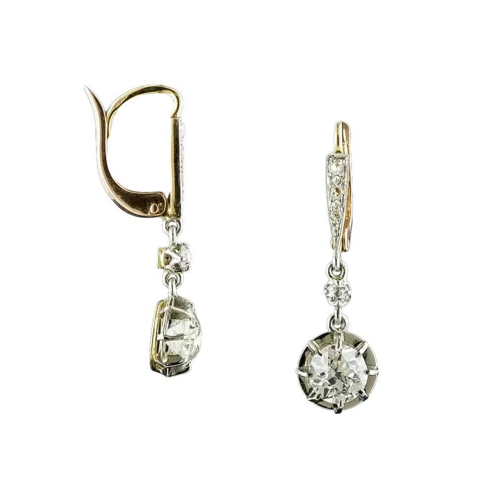 Art Deco 1.99 Carat Diamond Drop Earrings - GIA - image 2
