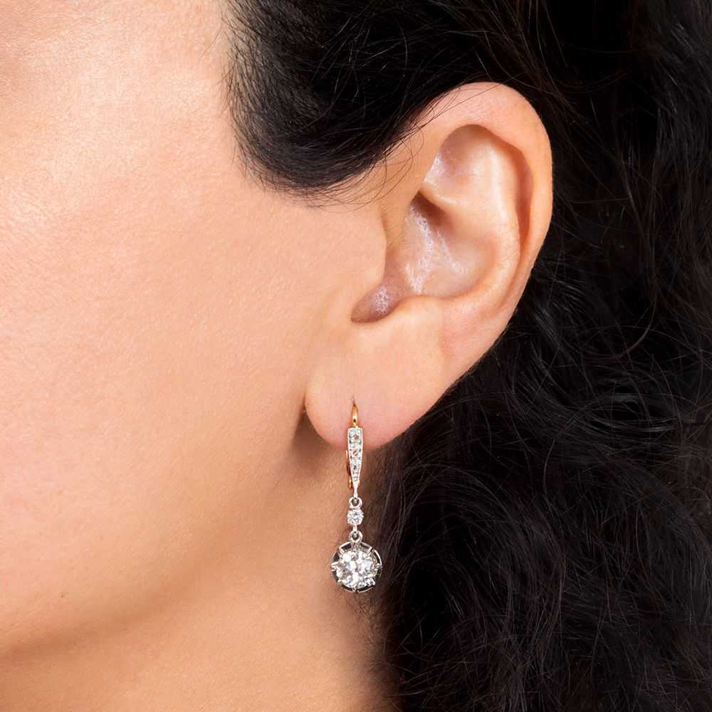 Art Deco 1.99 Carat Diamond Drop Earrings - GIA - image 3
