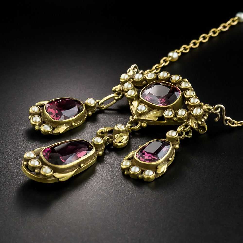 Victorian Garnet and Pearl Necklace/Brooch - image 4