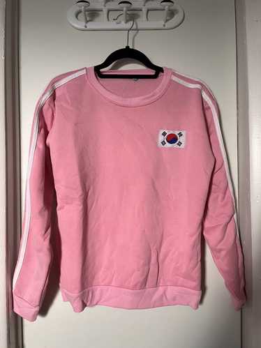 Vintage Pink striped Korean flag sweatshirt