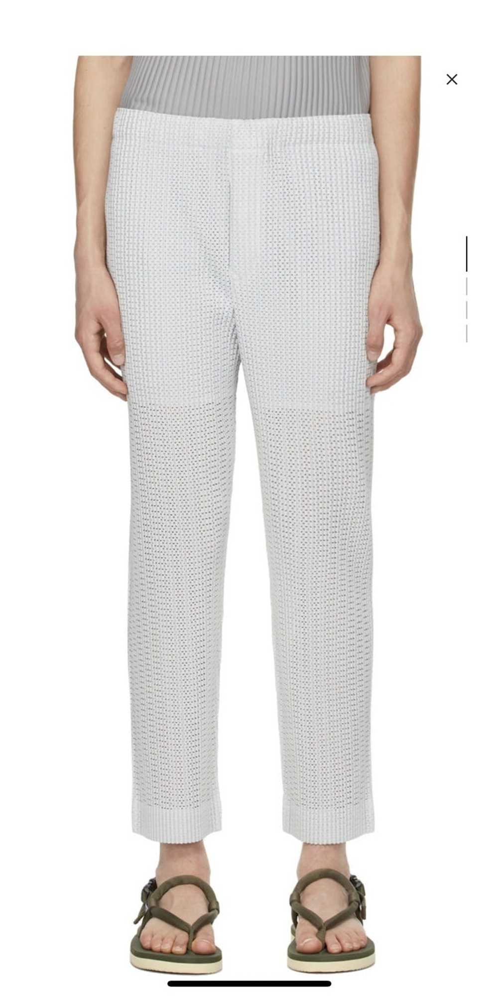 Issey Miyake Grey colorful mesh trousers - image 2