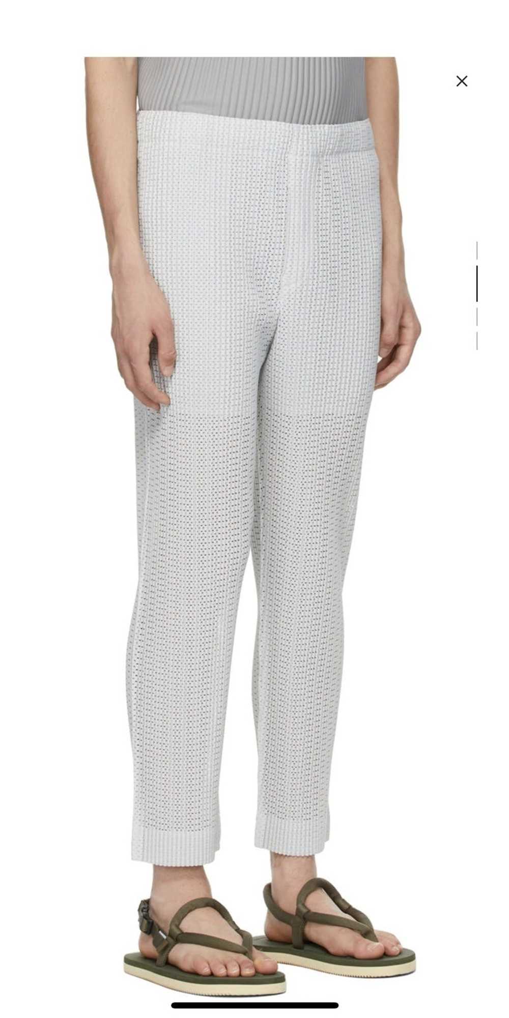 Issey Miyake Grey colorful mesh trousers - image 3