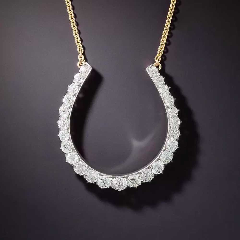 Vintage Diamond Horseshoe Necklace - image 1