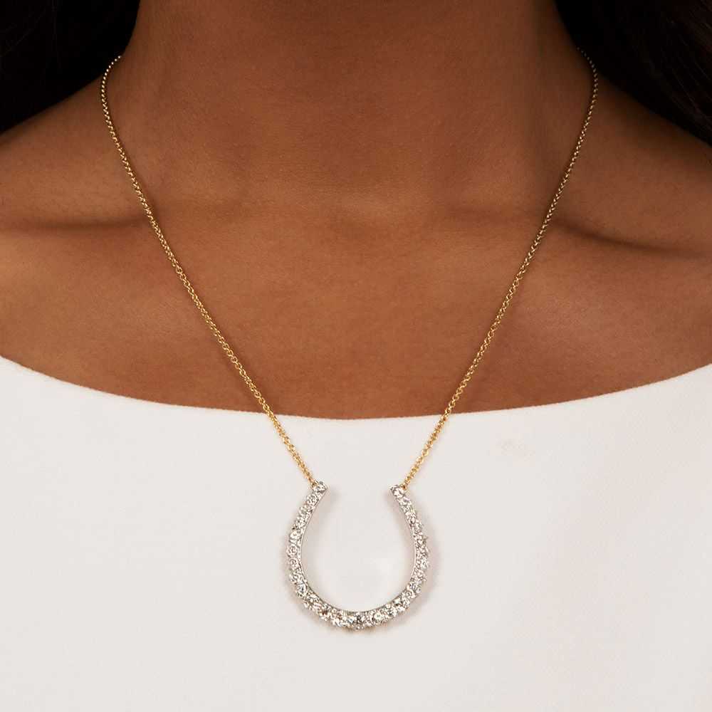 Vintage Diamond Horseshoe Necklace - image 3