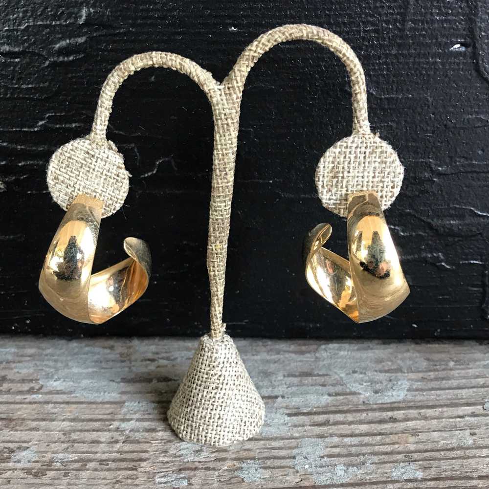 Twist Around Goldtone Hoop Earrings - image 1