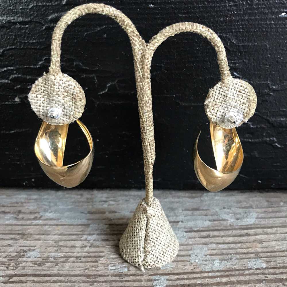 Twist Around Goldtone Hoop Earrings - image 3
