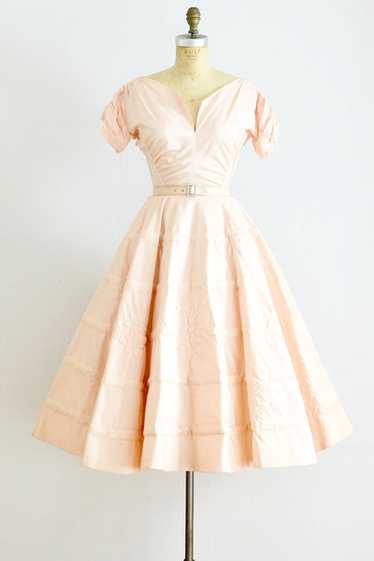50s Trapunto Party Dress / S