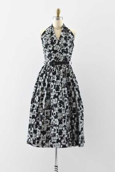 1950s Printed Halter Dress / XS