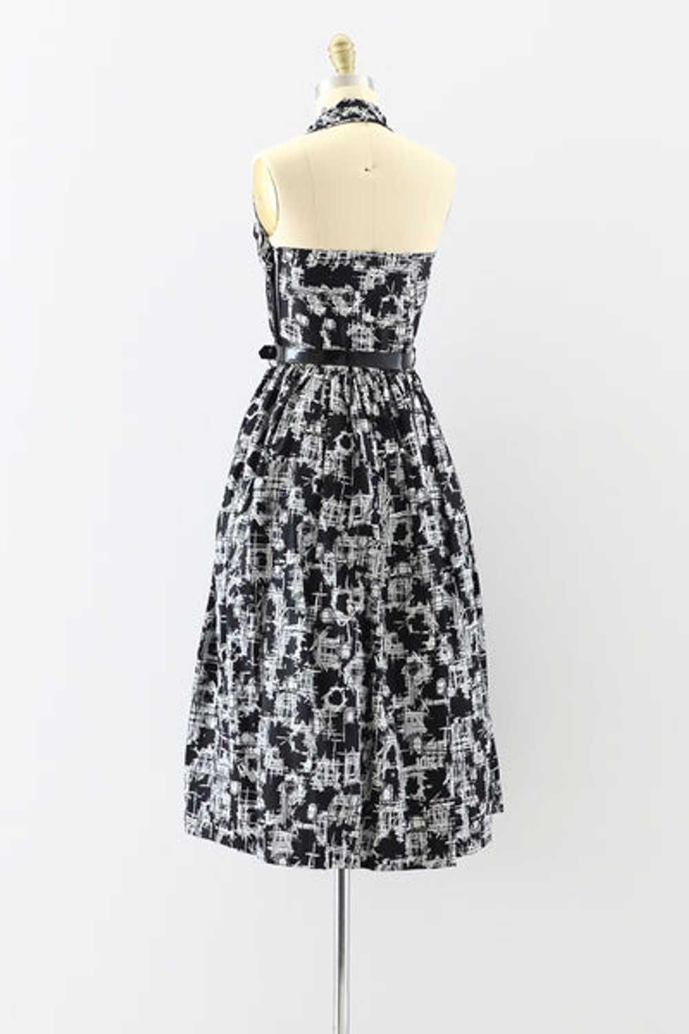 1950s Printed Halter Dress / XS - image 2