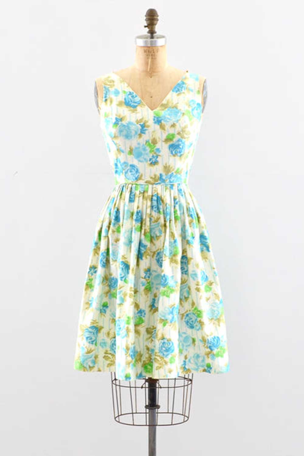 Blue Rose Print Dress / XS - image 1