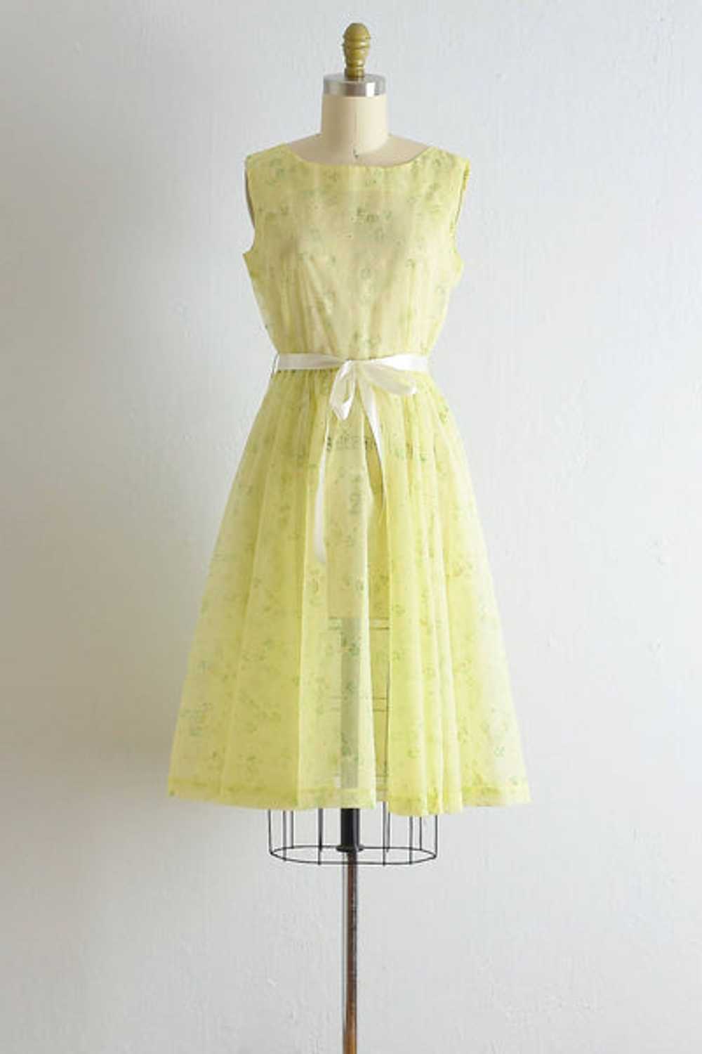 Vintage 1950s Limoncello Sheer Dress / M - image 1