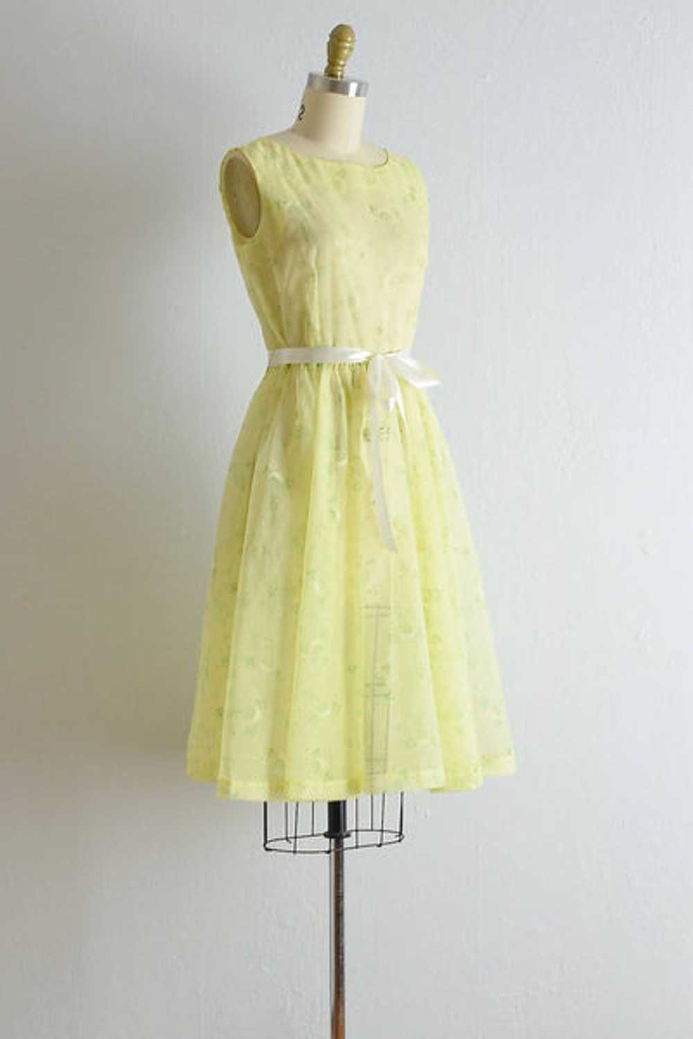 Vintage 1950s Limoncello Sheer Dress / M - image 2