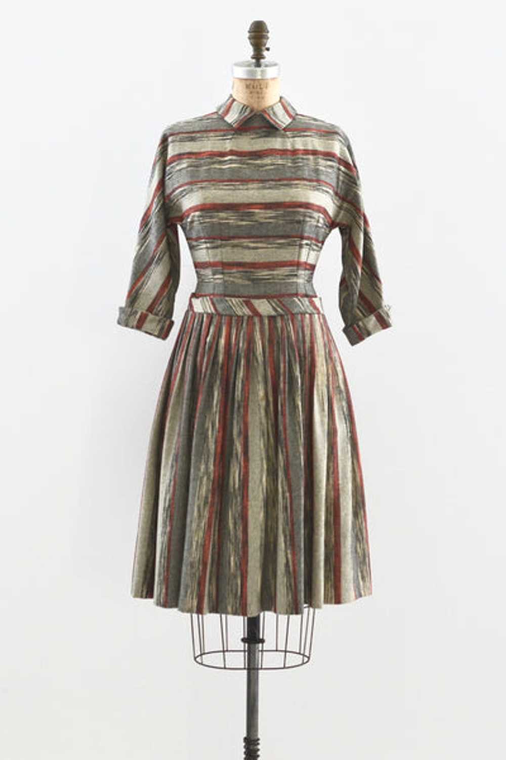 1950s Striped Dress / S - image 1