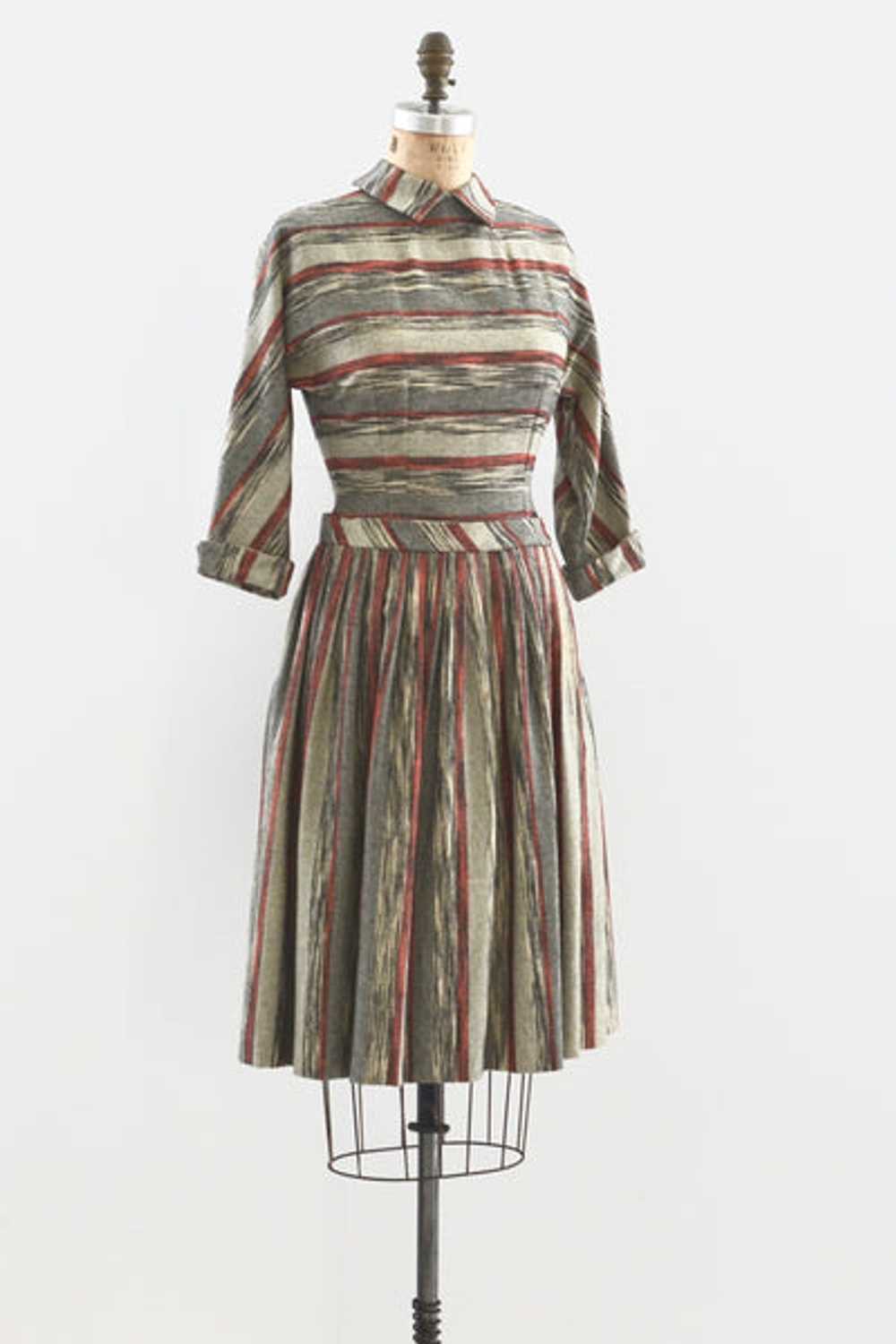 1950s Striped Dress / S - image 3