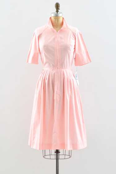 1960s Pink Zip Front Dress / XS