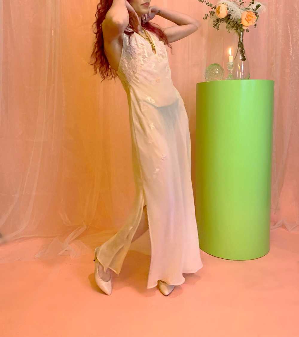 Sheer pastel appliqué slip dress - image 3