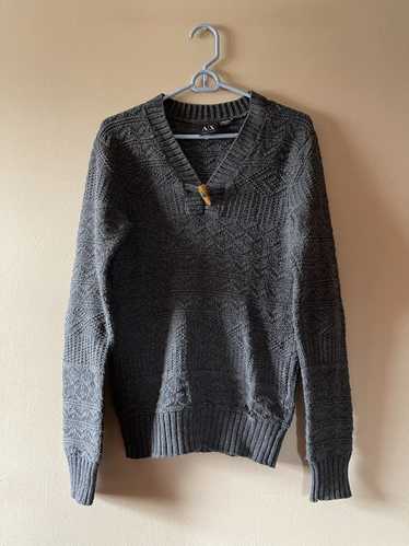 Armani Exchange Vneck Grey Knit Sweater