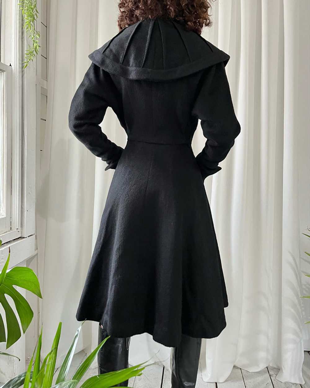 40s Black Wool Princess Coat - image 5
