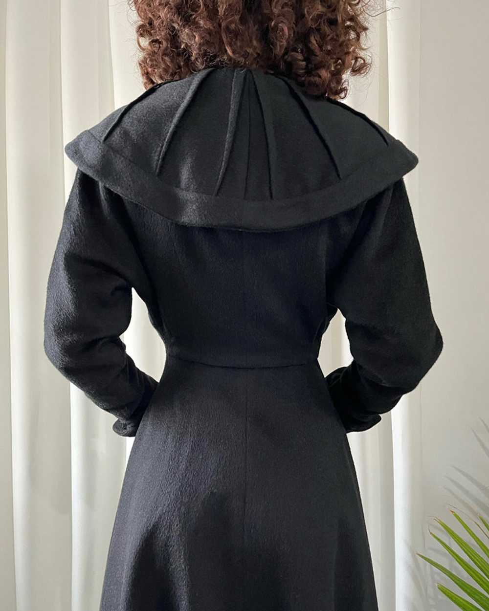 40s Black Wool Princess Coat - image 6