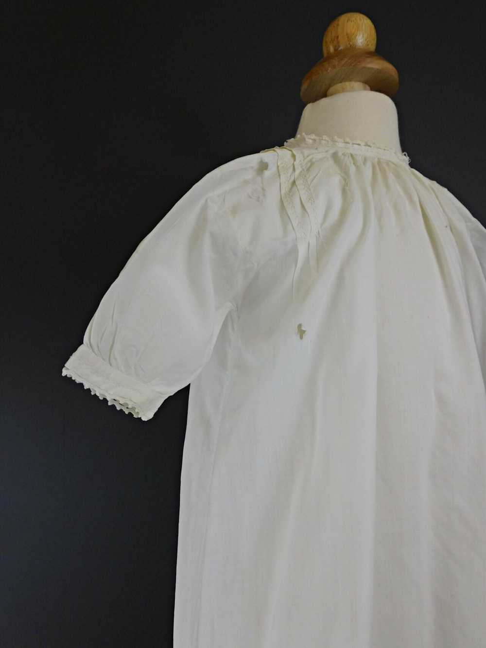 Antique Victorian Baby Dress White Cotton Gown, W… - image 10