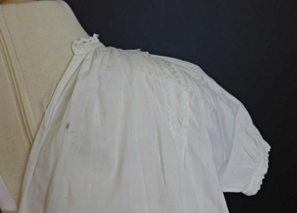 Antique Victorian Baby Dress White Cotton Gown, W… - image 12