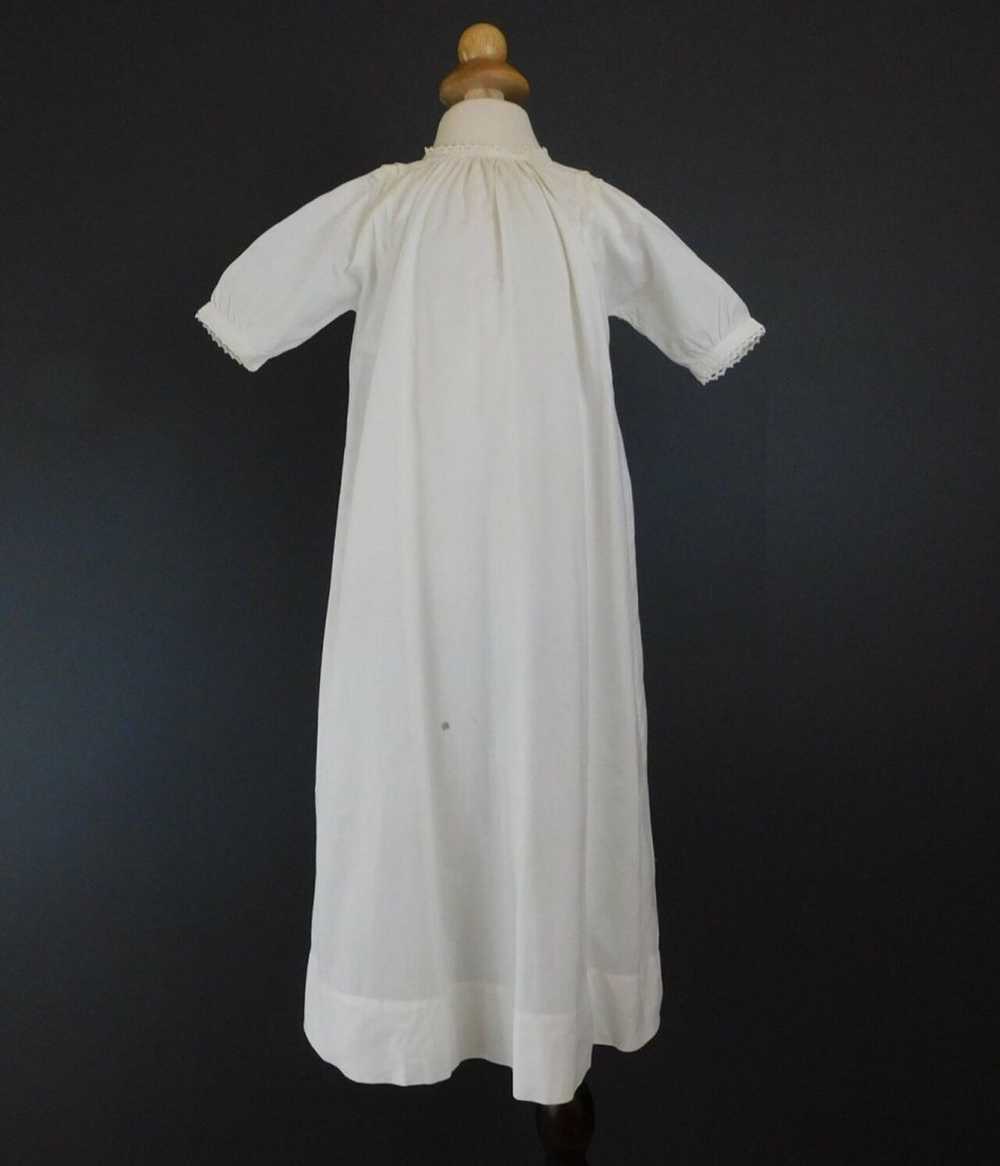Antique Victorian Baby Dress White Cotton Gown, W… - image 2