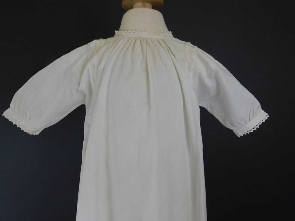 Antique Victorian Baby Dress White Cotton Gown, W… - image 3