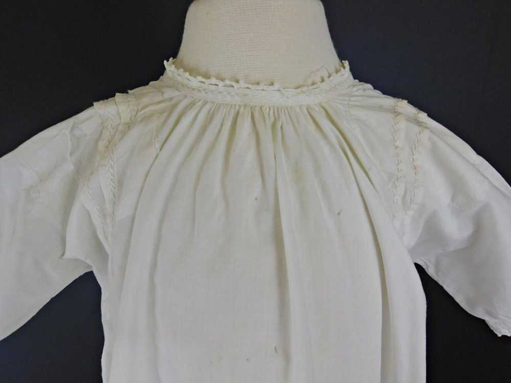 Antique Victorian Baby Dress White Cotton Gown, W… - image 4