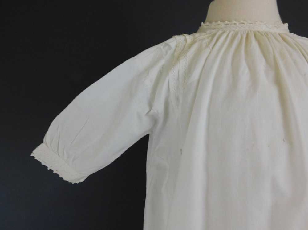 Antique Victorian Baby Dress White Cotton Gown, W… - image 5
