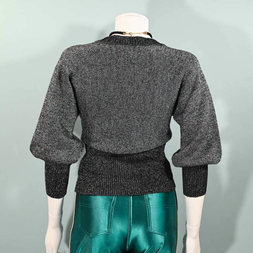 Vintage 70s Metallic Sparkle Sweater Batwing Slee… - image 11