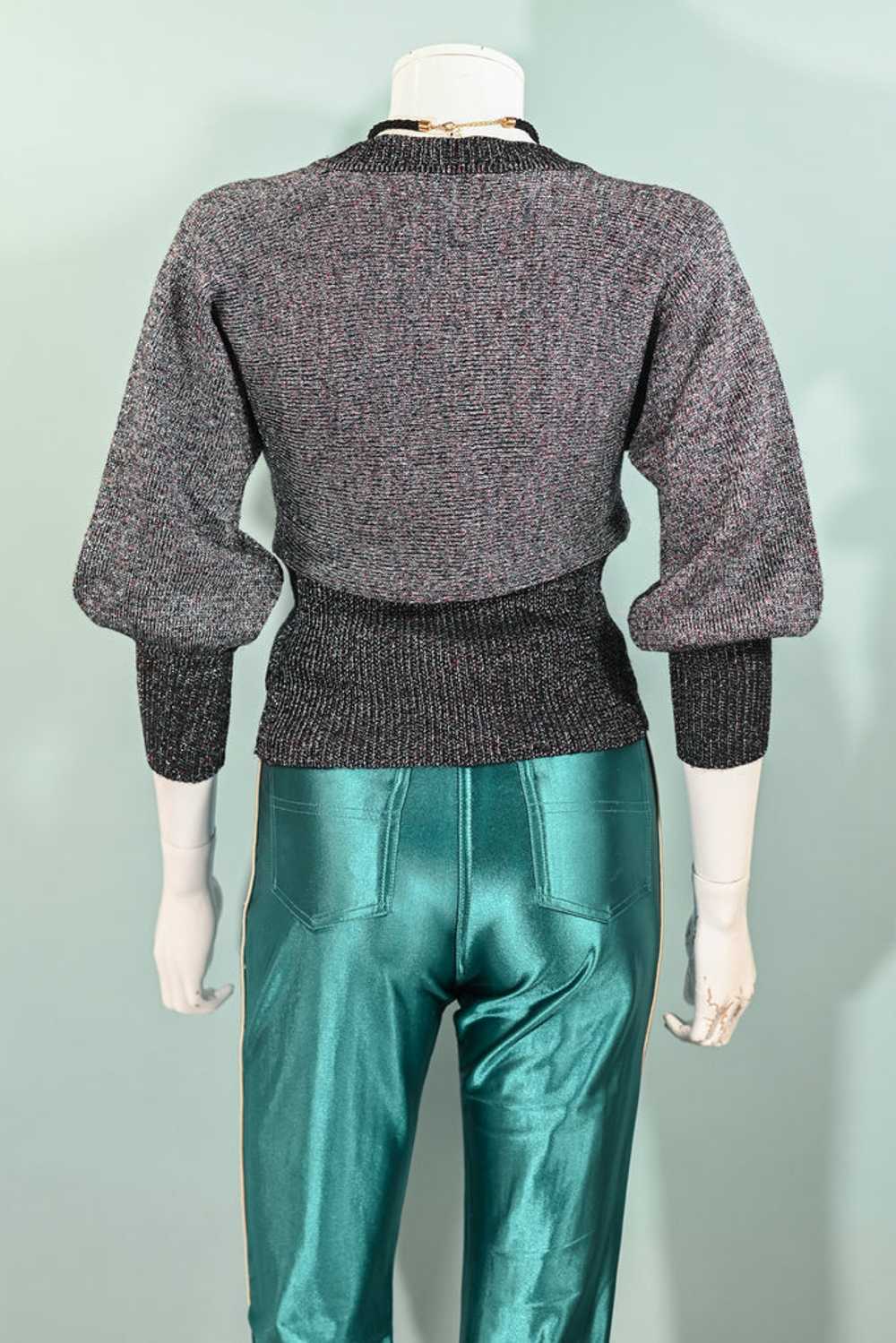 Vintage 70s Metallic Sparkle Sweater Batwing Slee… - image 9