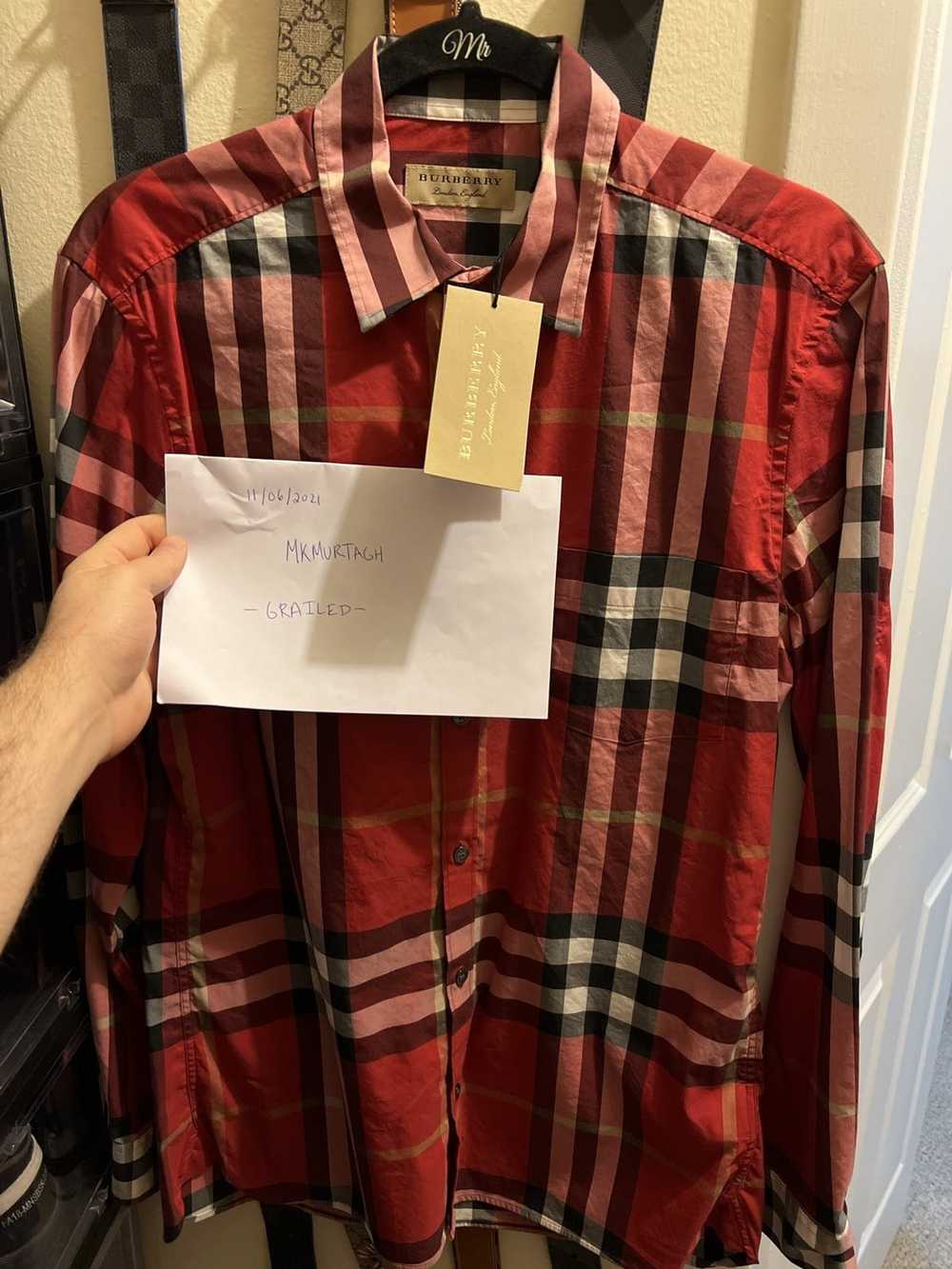 Burberry Burberry Button Up Red Check - image 1
